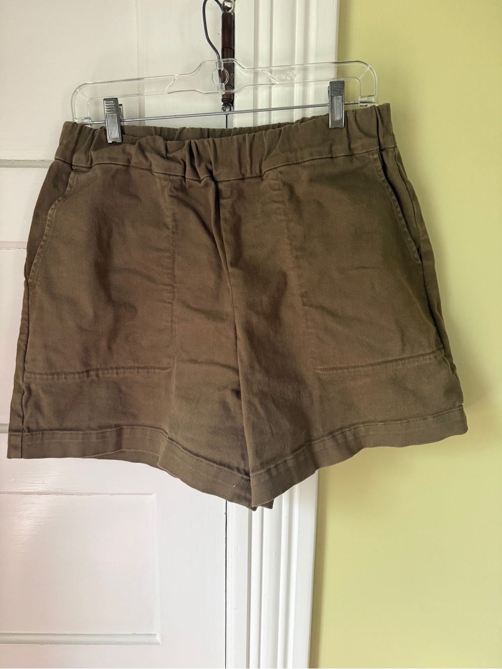 Everlane Olive Green Pull-On Bermuda Shorts
